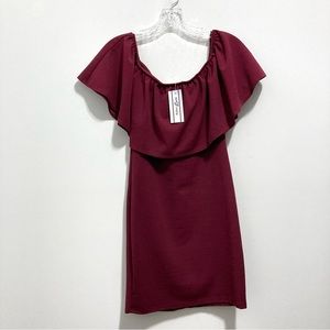 NWT Ruby & Lace Maroon Burgundy Cranberry Ruffle Top Mini Dress